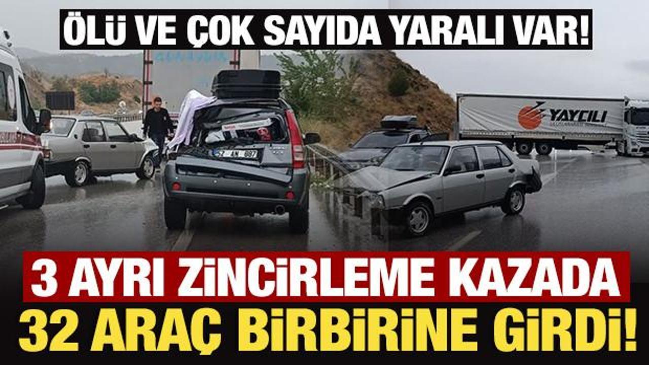32 arac birbirine girdi 3 ayri zincirleme kazada olu ve cok sayida yarali var b1lFyeKP
